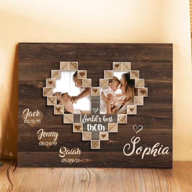 Marcos de Fotos Personalizadas de Madera con Calendario, Marcos Cuadros  decoracion Fotos y Nombre Pesonalizable, Regalos para Mama Personalizados  con